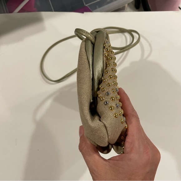 Vintage 70’s ziggy stardust gold silver beaded baguette crossbody leather ✨ - Picture 6 of 11